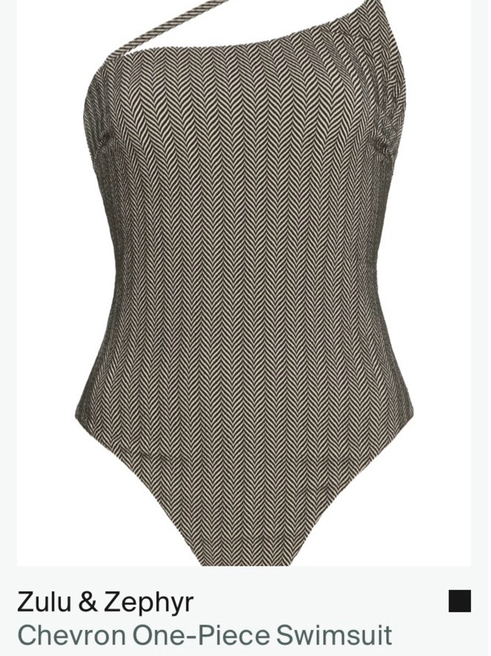 Zulu & Zephyr Black and Cream One-Shoulder Chevron Swimsuit